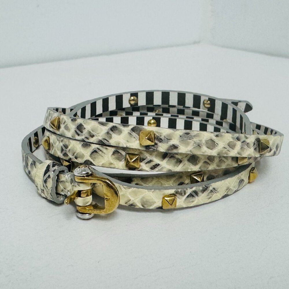 Henri Bendel New York Snakeskin Wrap Bracelet w/ Gold Studs